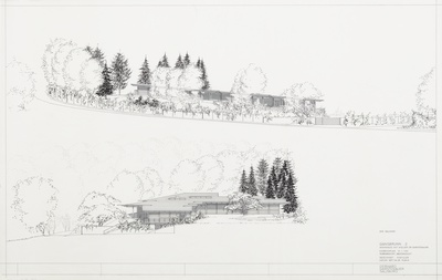 Gänsbrunn 2, Wohnhaus mit Atelier Dr. Garstenauer, Nordansicht / Westansicht (1977) – © Garstenauer Gerhard / Salzburg Museum, Inv.-Nr AR 002 ad-2010 Gänsbrunn 2, Wohnhaus mit Atelier Dr. Garstenauer, Nordansicht / Westansicht (1977)