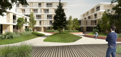 Quartiersareal Lanserhofwiese – © archcollectiv F4+ Quartiersareal Lanserhofwiese