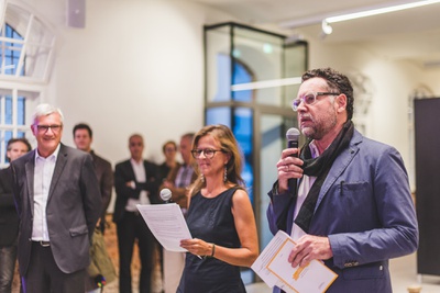 Roman Höllbacher, Künstlerischer Leiter Initiative Architektur, Gudrun Fleischmann-Oswald, Vorsitzende Initiative Architektur